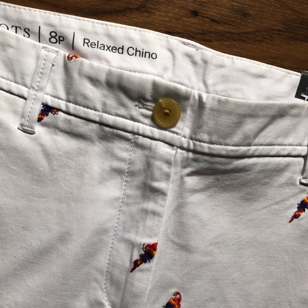 NWT Talbots parrot embroidered relaxed chino ankle length cuffed pants Size 8P - Picture 5 of 10
